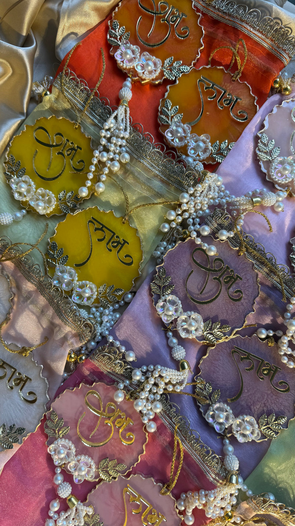 Shubh labh with long pearl tassel