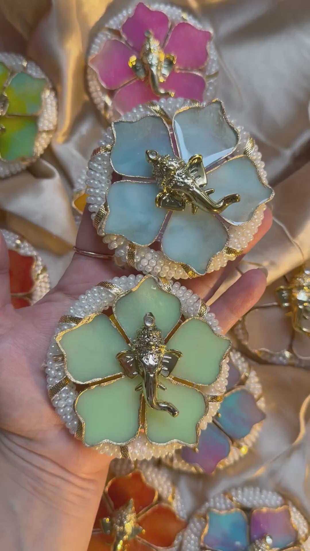 Ganpati floral magnet with pearl ring